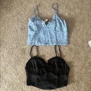 Lace and silk crop tops